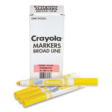 Crayola® Broad Line Washable Markers, Broad Bullet Tip, Yellow, 12-box freeshipping - TVN Wholesale